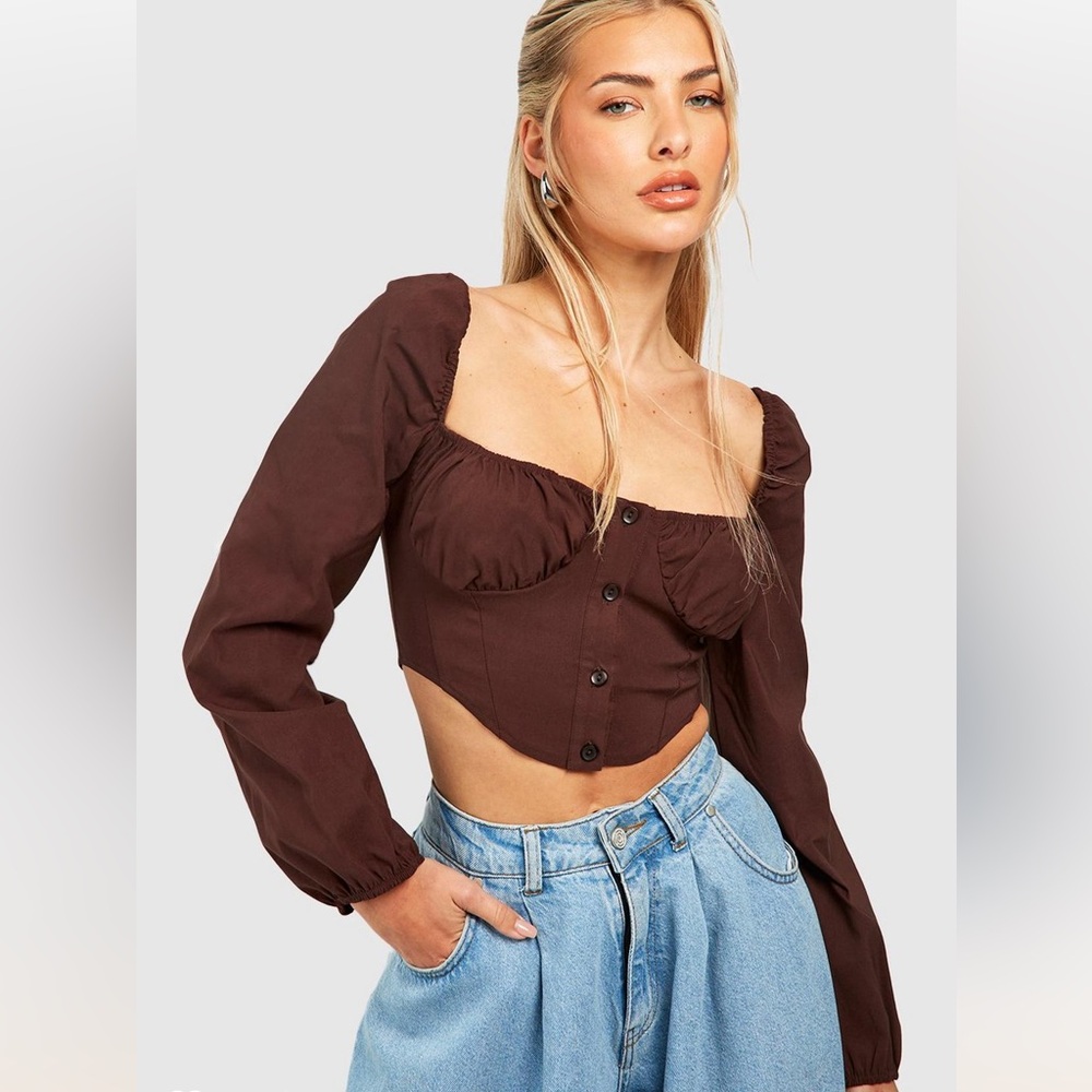 ~Boohoo Bengaline Rouche Cup Frill Sleeve Corset